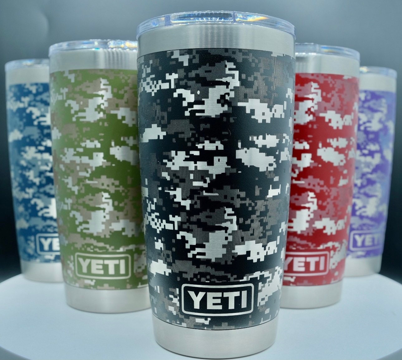 360 Digital Camo Laser Engraved on a 20oz Yeti Tumbler With Magslide Lid.  Dishwasher Safe. These Are NOT Stickers or Vinyl Decals 