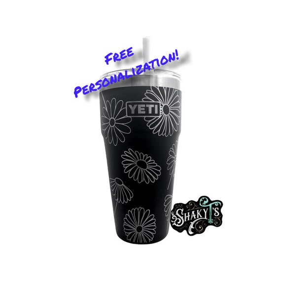 26oz - 360 Daisy Design Laser Engraved on a Yeti Stackable Tumbler