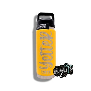 26oz - Personalization design laser engraved on a Yeti bottle/rambler with chug cap or matching straw lid.