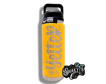 26oz - Personalization design laser engraved on a Yeti bottle/rambler with chug cap or matching straw lid.