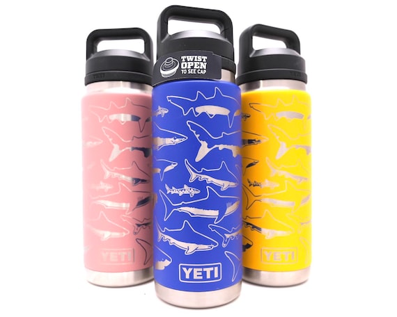 26oz - 360 Shark Design Laser Engraved on a Yeti Bottle