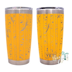 20oz - 360 Aspen tree forest design laser engraved on a Yeti tumbler. Multiple colors available…