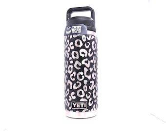36oz - 360 Leopard pattern laser engraved on a Yeti bottle/rambler with chug top. Multiple color options available...