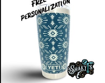 20 oz - Diseño Aztec 360 grabado con láser en un vaso Yeti, con tapa magnética.