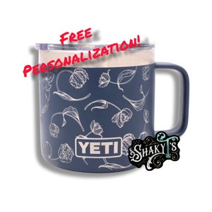 14oz - 270 Tulip 2.0 design laser engraved on a Yeti mug, multiple colors available.