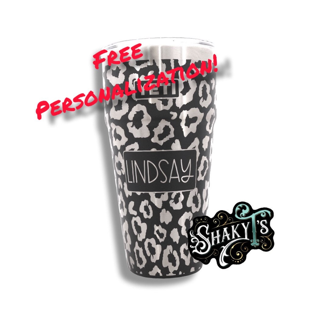 26oz- 360 Leopard Print Laser Design Engraved on a Yeti