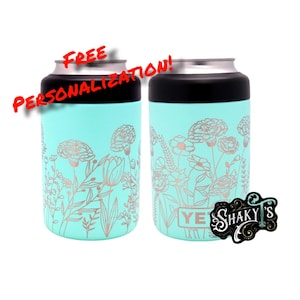 12oz - 360 Wild carnation design Laser Engraved on a Yeti 2.0 can insulator. Multiple colors available…