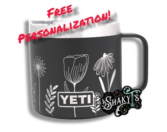 14oz - 270 Mayflowers wrap design laser engraved on a Yeti mug with magslide lid. Multiple color options available...