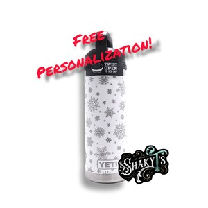 18oz - 360 Snowflake design laser engraved Yeti rambler with chug top or matching straw lid. Multiple color options available...