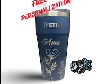26oz Straw - 360 MayFlowers design laser engraved on a Yeti stackable tumbler, with straw lid.