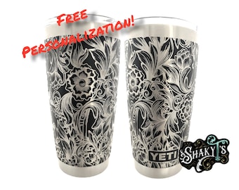 20oz - 360 Western Floral design on Yeti tumbler, with magslide lid. premium quality…