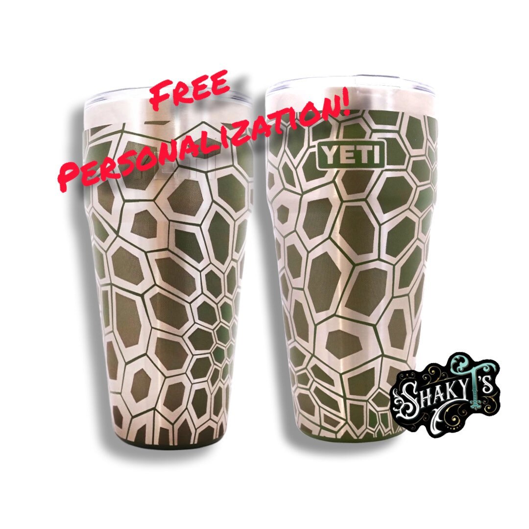 26oz - Kriptek Camo Design Laser Engraved on a Yeti Stackable