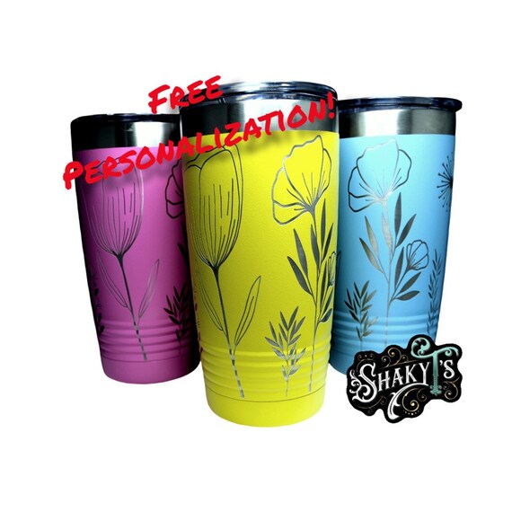 360 Mayflowers Design Laser Engraved on an 30oz Yeti Tumbler With