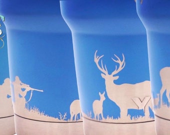 30oz - 360 Elk hunter design laser engraved on a Yeti tumbler with magslide lid. Multiple colors available…