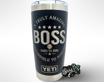 20 oz - Logotipo de Amazing Boss grabado con láser en un vaso Yeti de 20 oz, con tapa magnética