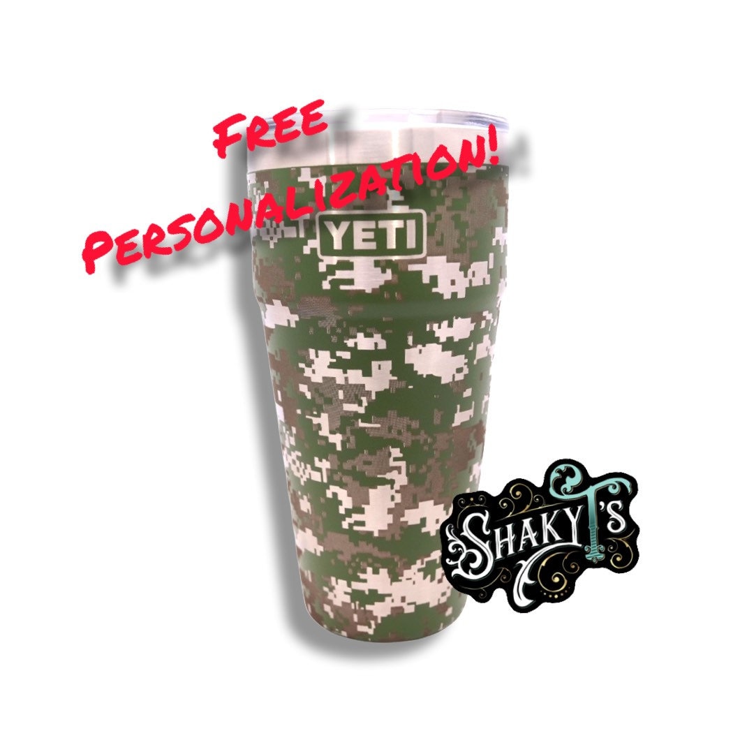 26oz 360 Digital Camo Design Lasered on a Yeti Stackable Tumbler With Straw  Lid. Multiple Colors Available 