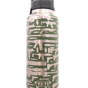 46oz - 360 Black rifle design laser engraved on a Yeti bottle/rambler with chug cap. Multiple colors available… bild 3
