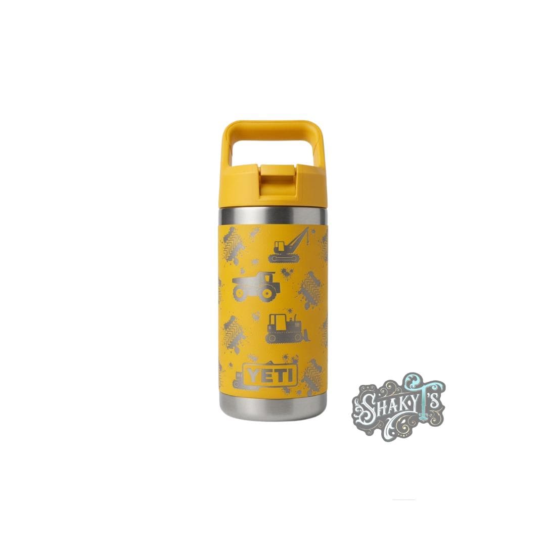 12oz Jr. 360 Kids Construction Truck Design Laser Engraved on a