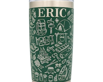 Vaso YETI de 20 oz con tapa magnética - Diseño "Great Outdoors" grabado con láser de 360 grados / Varios colores disponibles / Personalización gratuita