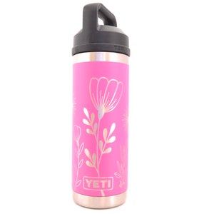 18oz - 360 MayFlowers design laser engraved on a Yeti rambler with chug cap. Multiple color options available...