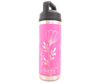 18oz - 360 MayFlowers design laser engraved on a Yeti rambler with chug cap or matching straw lid. Multiple color options available...