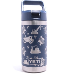 12oz Jr. 360 Kids construction truck design laser engraved on a Yeti Rambler. Multiple colors available…