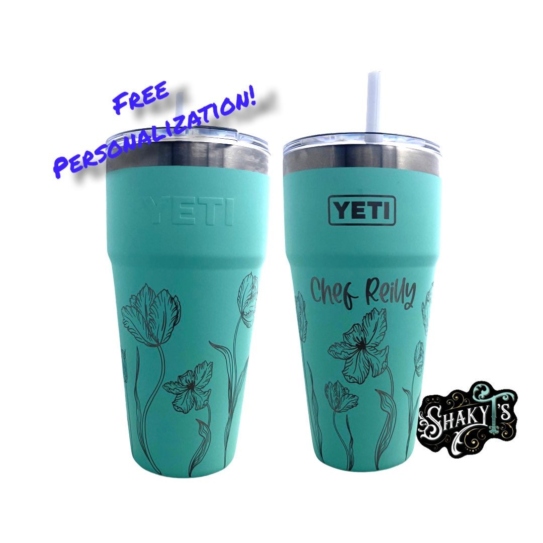 Wildflowers Engraved YETI 26 oz. Laser Engraved White Stainless Steel Yeti  Stackable Rambler with Straw Lid in 2023