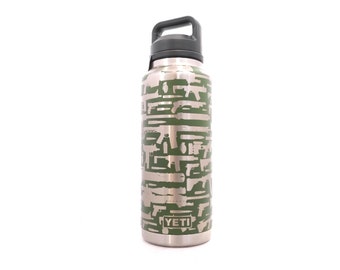 46oz - 360 Black rifle design laser engraved on a Yeti bottle/rambler with chug cap. Multiple colors available…