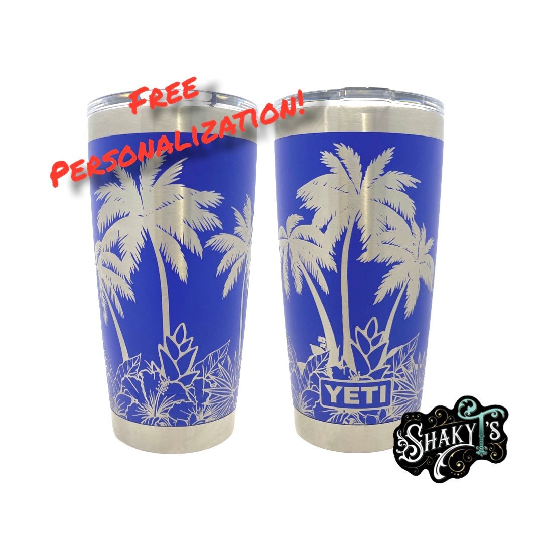 20oz - 360 Palm Tree Floral Design Laser Engraved on a Yeti