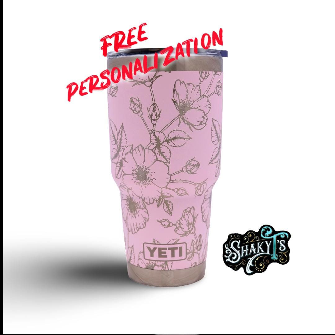 30oz 360 Wildflower Pattern Laser Engraved on a Yeti Tumbler