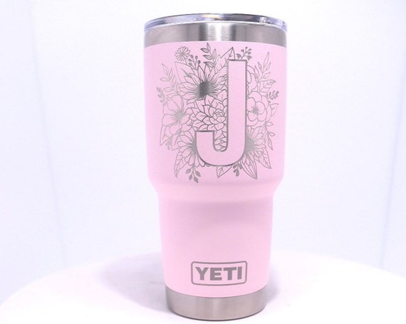  Custom Engraved Floral Monogram Design yeti Tumbler : Handmade  Products