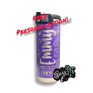 18oz - 360 back to school design laser engraved on a Yeti rambler with chug top or matching straw lid. Multiple color options available...