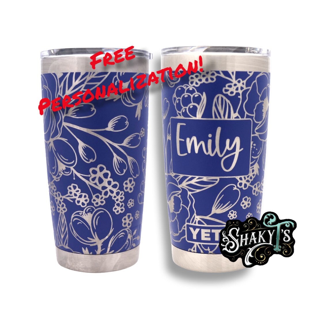 360 Mayflowers Design Laser Engraved on an 30oz Yeti Tumbler With