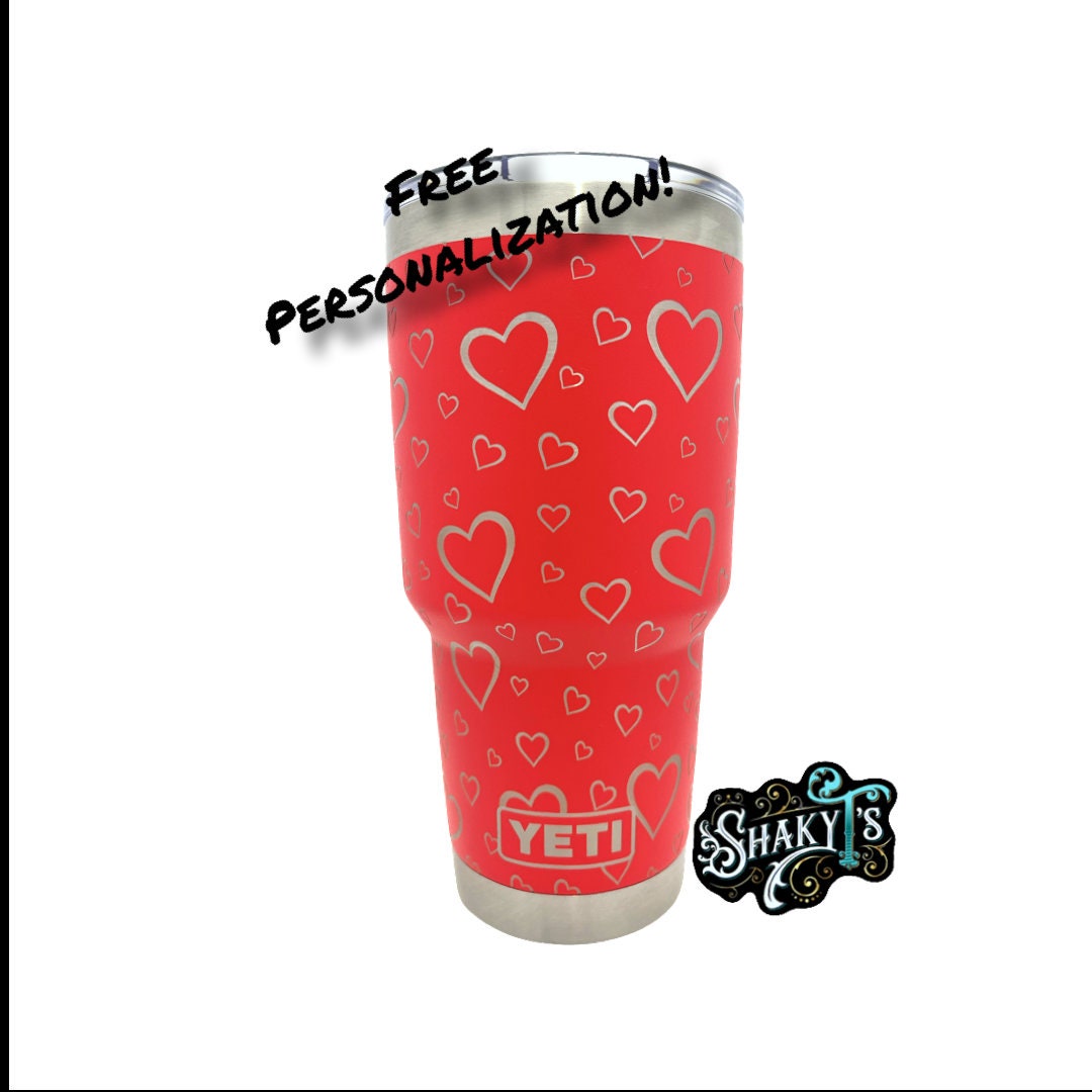 30oz - 360 Heart Design Laser Engraved on a Yeti Tumbler With