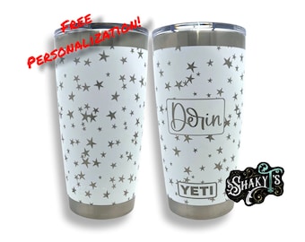 Vaso Yeti de 20 oz con diseño de estrella 360, grabado a láser, con tapa magnética. Disponible en varios colores.