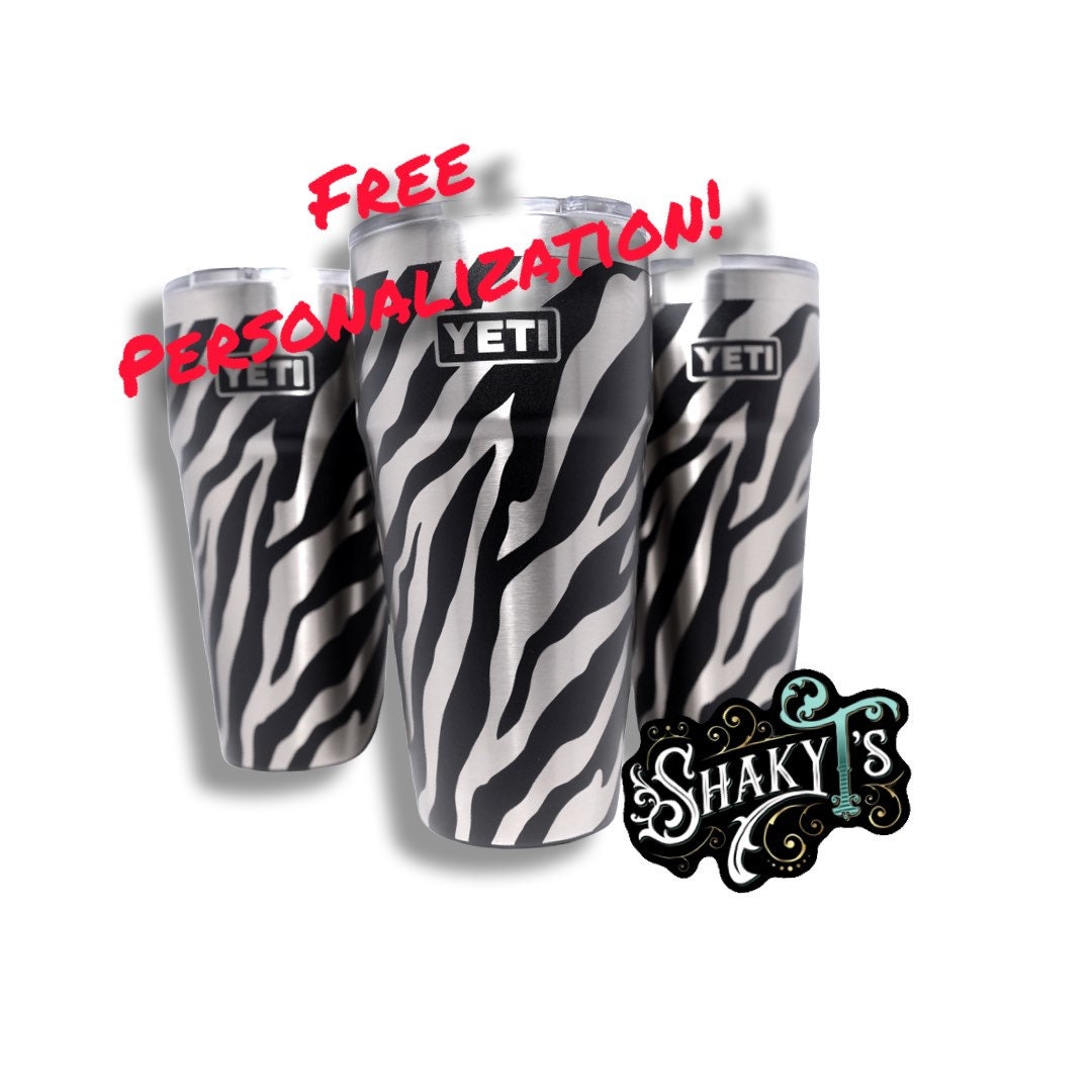 26oz - 360 Zebra Print Laser Engraved on a Yeti Stackable