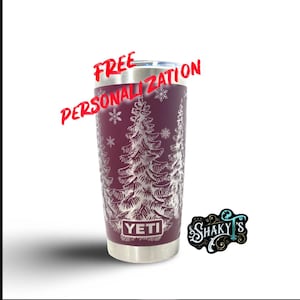 20oz Winter Forest 360 design laser engraved on a Yeti tumbler, with magslide lid.
