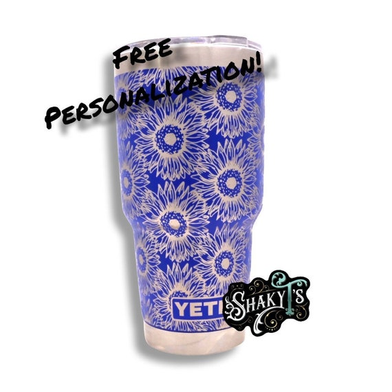20oz 360 Sunflower Design Laser Engraved on a Yeti Tumbler With Magslide Lid.  Multiple Colors Available 