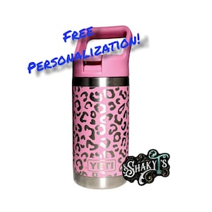 12oz Jr - Kids 360 Leopard print design on a Yeti JR Tumbler. With flip straw lid…