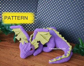 PDF file, Dragon crochet pattern, Dragon amigurumi, curve lying dragon, PDF pattern in English