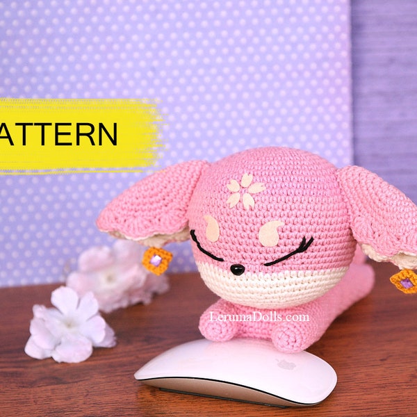 PDF file, Yae Miko fox form crochet pattern, genshin impact crochet pattern, crochet wrist rest cushion pad, amigurumi pattern in English