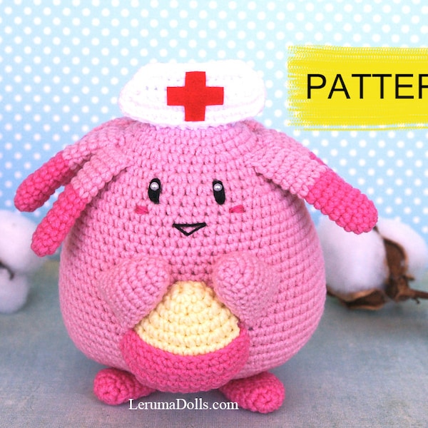 Fichier PDF, motif au crochet Chansey, motif au crochet pokemon, motif Chansey amigurumi PDF en anglais