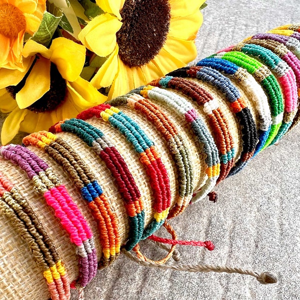 Pulseras macrame, pulseras de la amistad, pulseras boho, unisex, regalo para él ella, pulseras surferas, hechas a mano, pulseras ajustables, verano