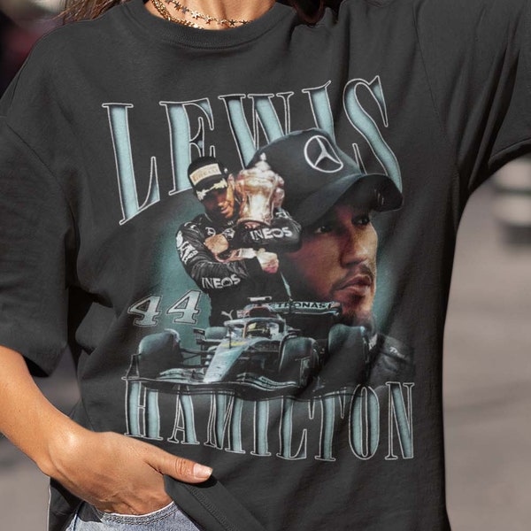 Lewis Hamilton Shirt - Formula 1 Racing Team Mercedes 90s Vintage x Bootleg Style Rap Tee, Gifts for Him and Her