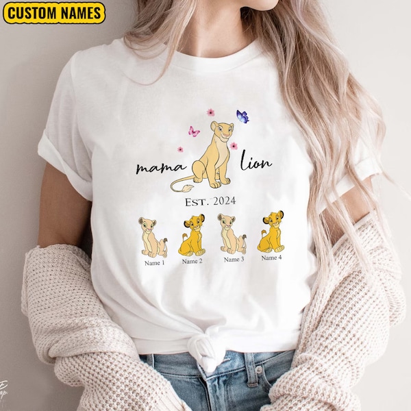 Disney Mama Lion King With Kids Name Shirt, Custom Name Kids, Mother's Day Gift, Disney Woman shirt, Disney Mothers Day, Comfort Colors®