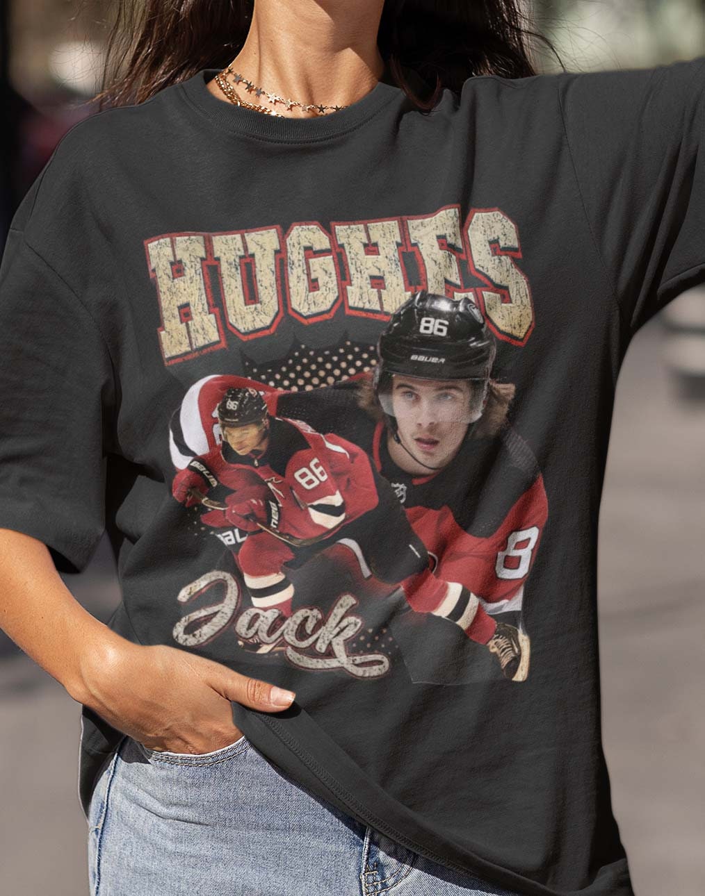 Jack Hughes Shirt - Ice Hockey American Professional Hockey Championships  Sport Merch Vintage Sweatshirt Hoodie Graphic Tee