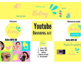 Pacchetto di branding del canale Youtube / Banner / Intro MP4 HD / Outro MP4 HD / Immagine del profilo / filigrana / Intro feministe