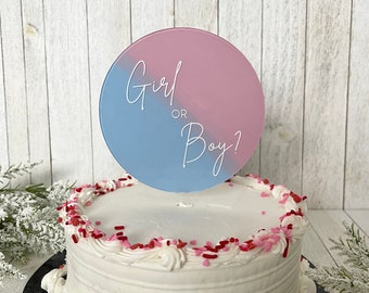Personalized Gender Reveal Topper | Acrylic Cake Topper | Baby Shower Cake Topper | New Baby Cake Decoration | Boy Or Girl Cake Topper |