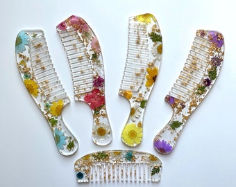 Floral Custom Resin Hair Combs Handmade Decorative Resin Hair Combs Gifts For Her Combs Brushes