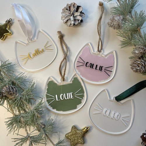 Custom Cat Ornament | Christmas Cat Ornament | Acrylic Cat Ornament | Custom Ornament | Cat Gift | Stocking Stuffer | Secret Santa |